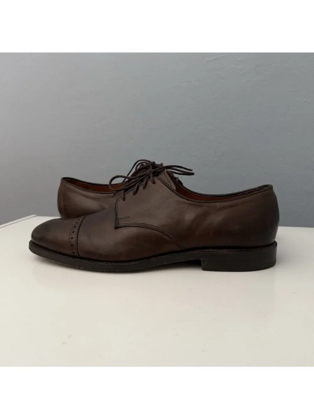 Allen Edmonds Fifth Avenue Leather Cap Toe Oxfords Brown (7485) Sz 9 D